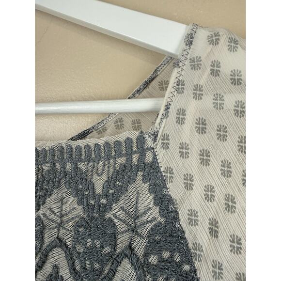 Free People mesh Tunic Dress Women’s L Floral Long Sleeve Lace Boho Cottagecore - Picture 6 of 16